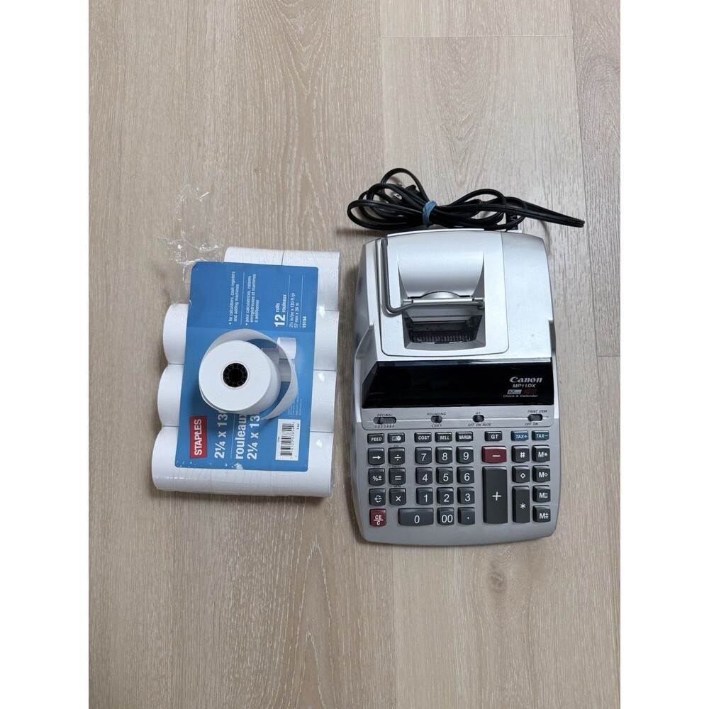 Canon MP11DX Printing Calculator 12-Digit 2-Color Ink + 12 Paper Rolls Working